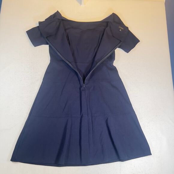 Talbots A-Line Dress Woman's 8 Peasant Rear Zip Just Above Knee ~37" L Navy Blue - Picture 4 of 11